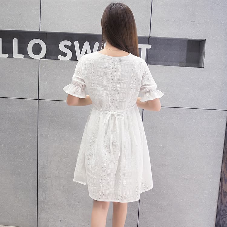 レース刺繍マタニティミニワンピース