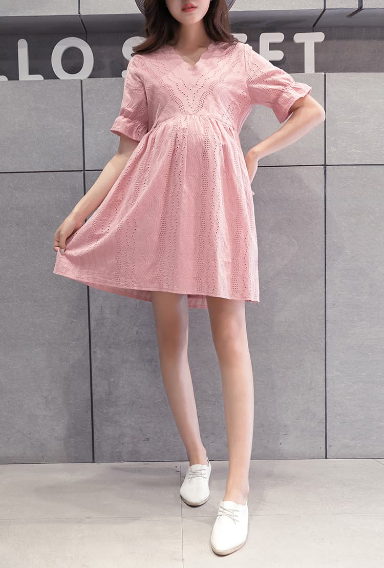 レース刺繍マタニティミニワンピース