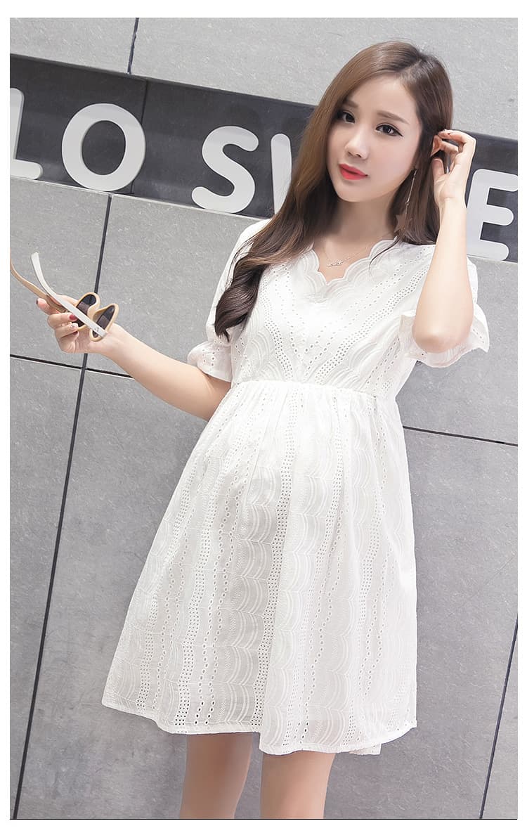 レース刺繍マタニティミニワンピース