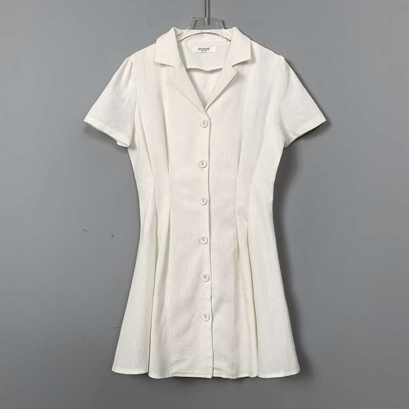 フロント釦シャーリング シャツミニワンピース