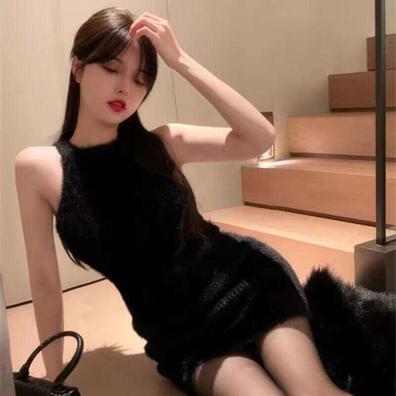 ミニワンピース シンプル美シルエット ノースリーブミニワンピース