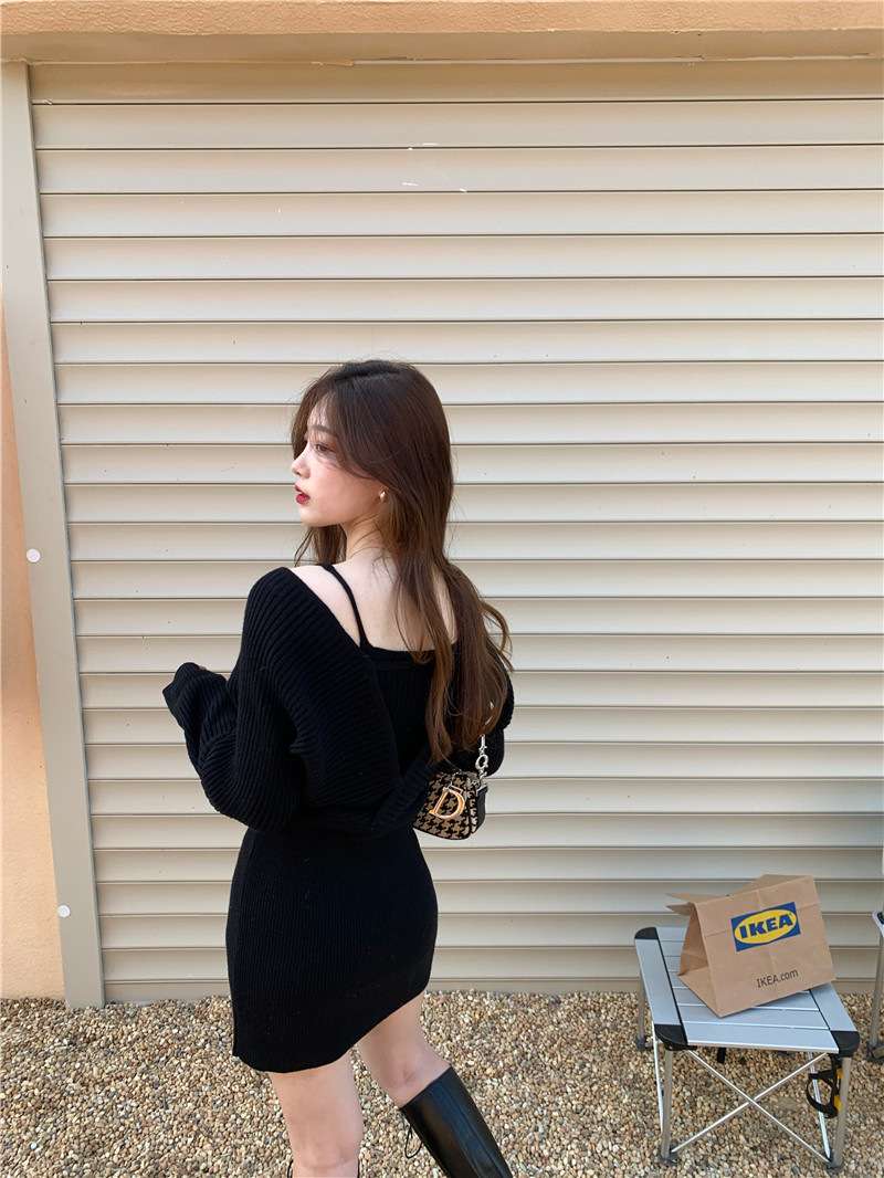 ミニワンピース オフショルダーキャミニットワンピース