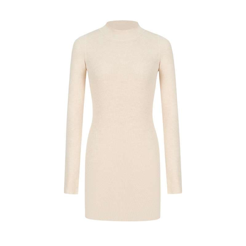 シンプルリブニットタイトミニワンピース