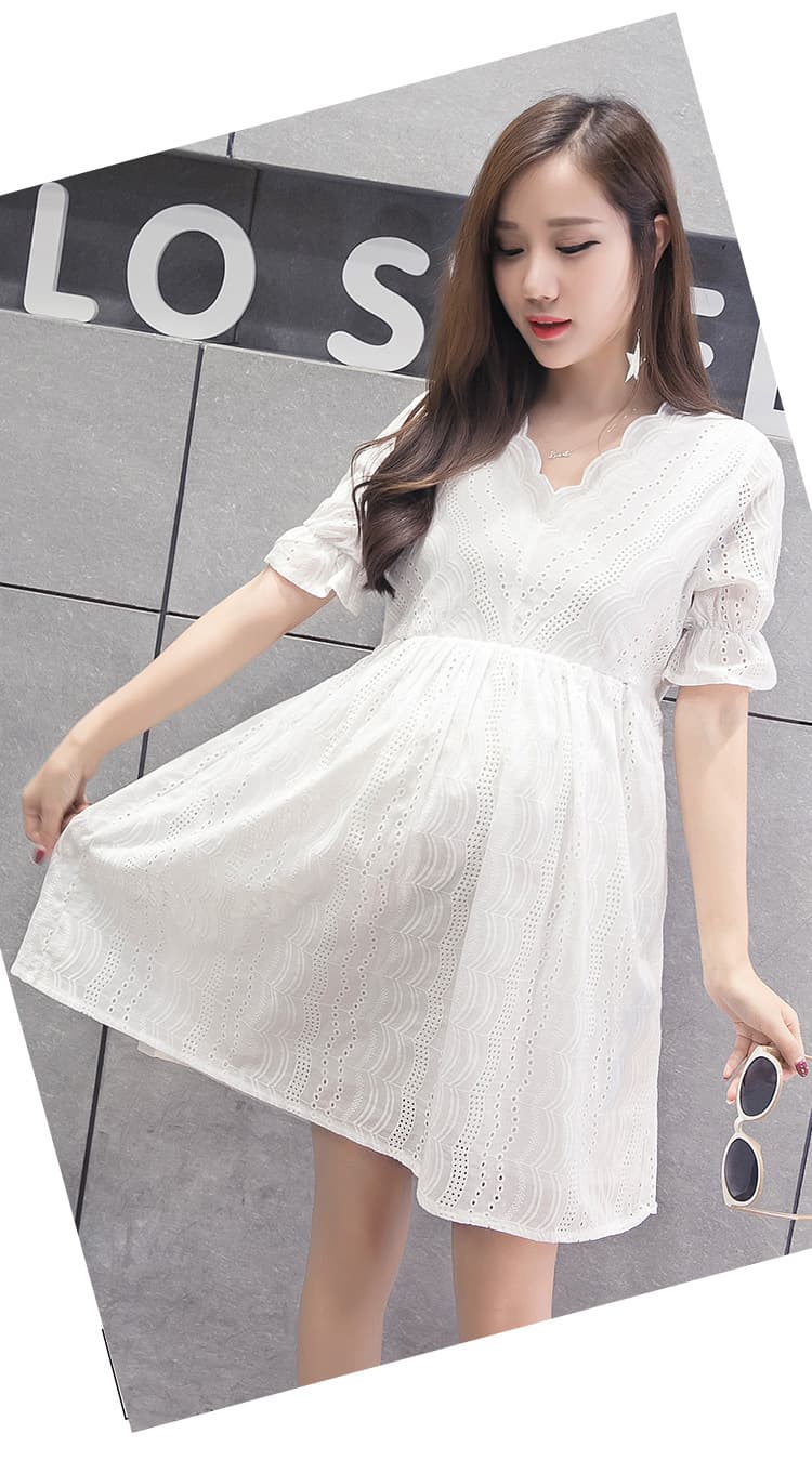 レース刺繍マタニティミニワンピース