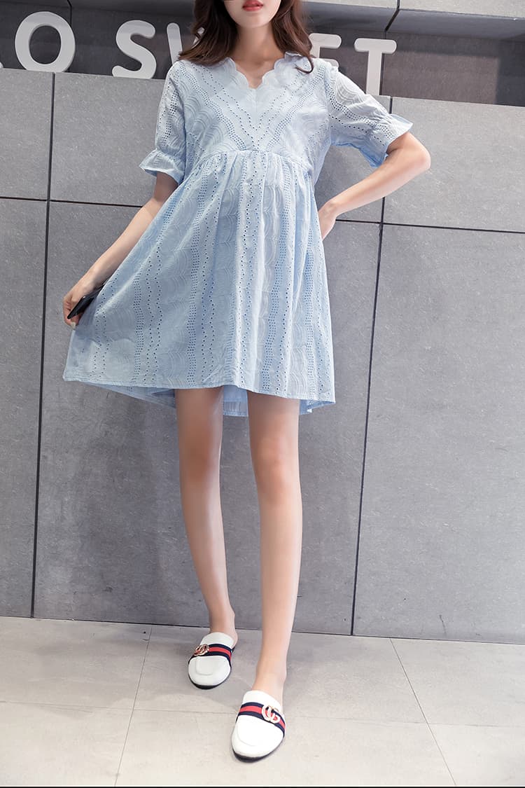 レース刺繍マタニティミニワンピース