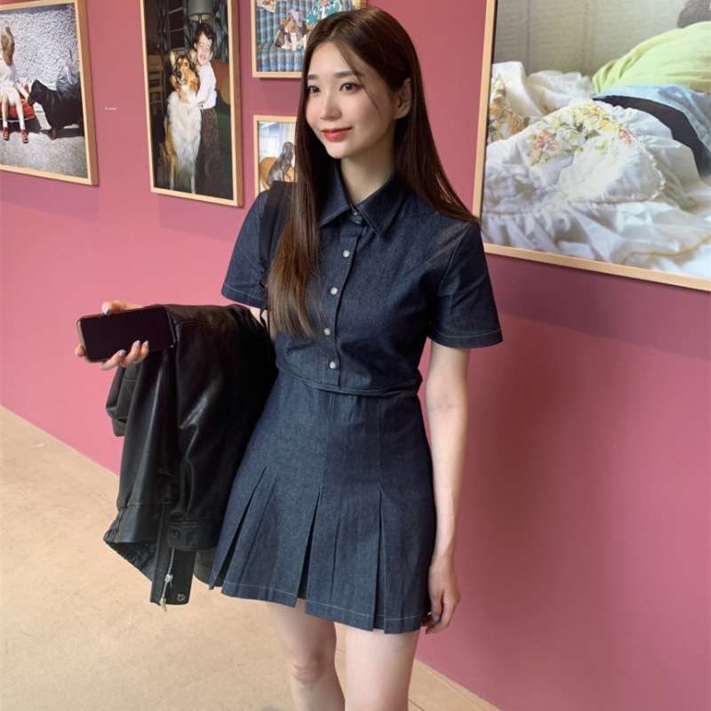 ドッキング 半袖デニムワンピース