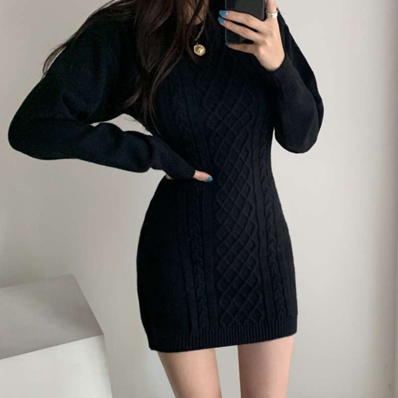 ミニワンピース ニットミニ丈ワンピ きれいめファッション