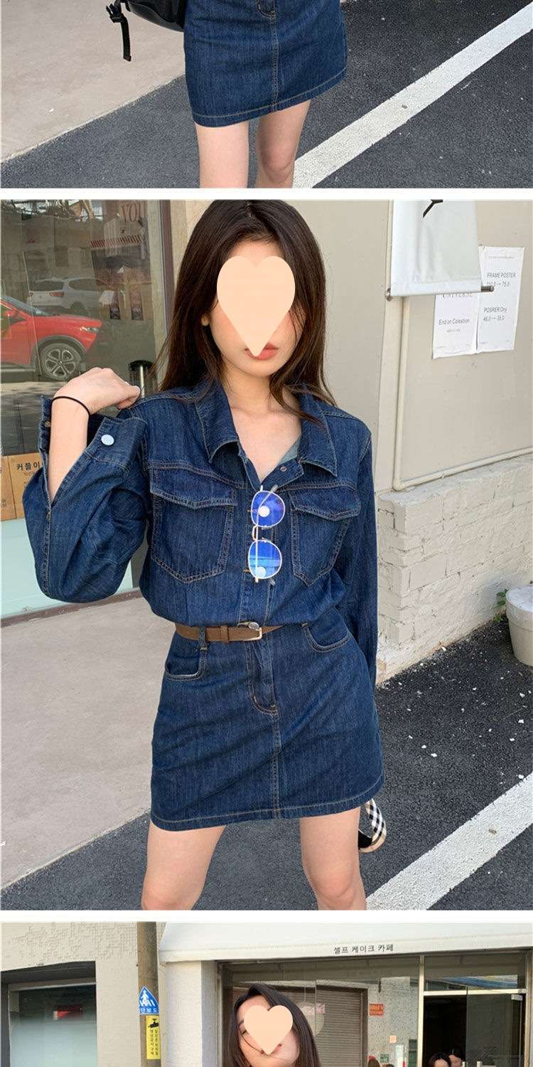 ポケット付きデニムミニワンピース
