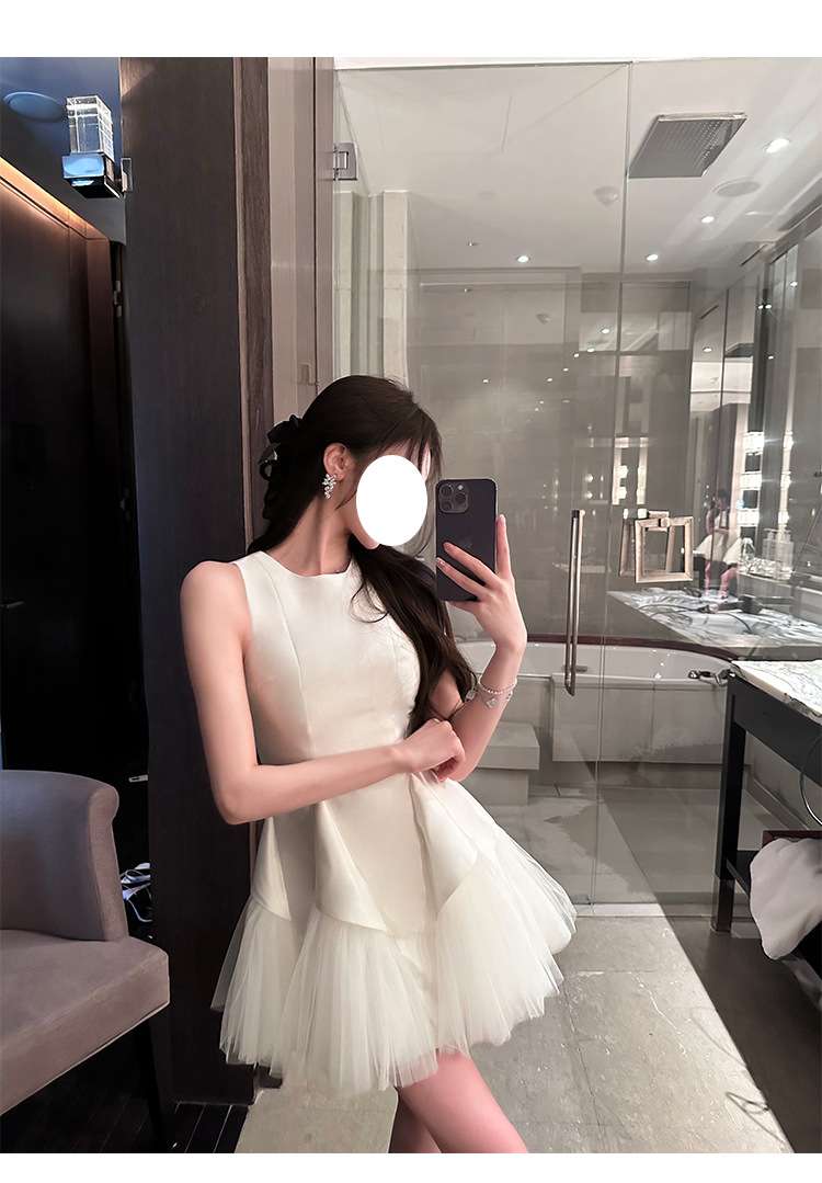 ミニワンピース チュールフリルプリンセスフレアミニワンピ