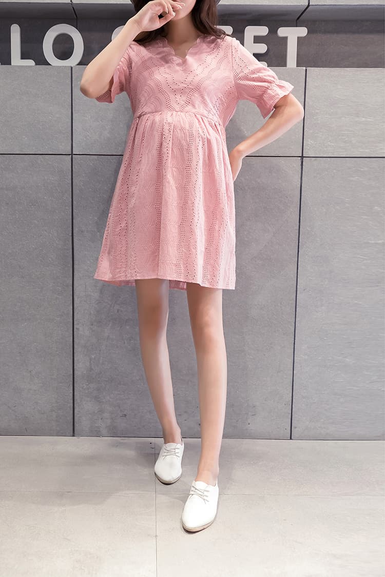 レース刺繍マタニティミニワンピース