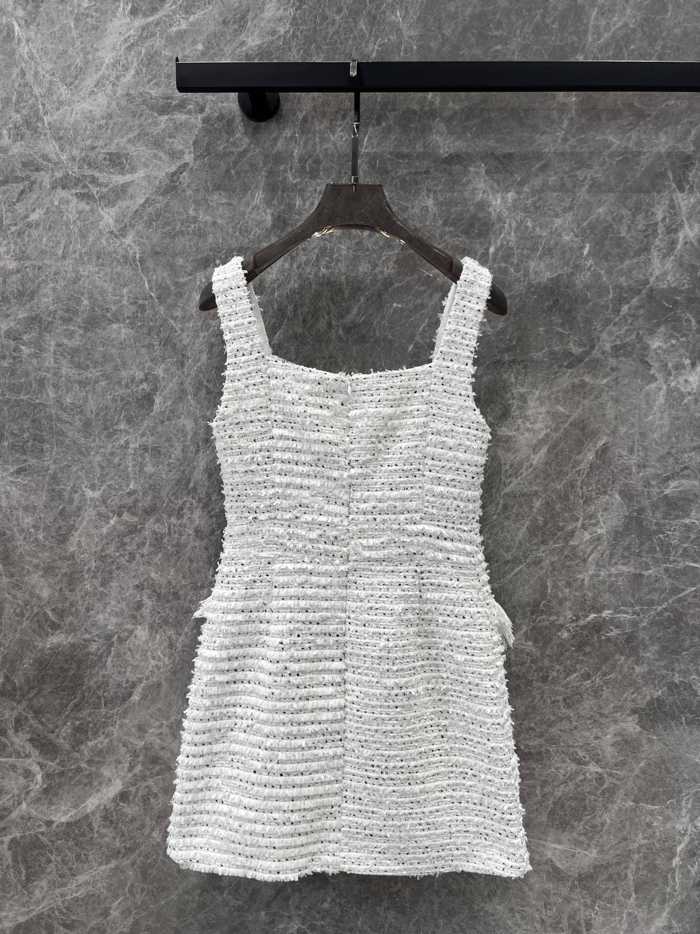 ミニワンピース 上品フリンジツイード 