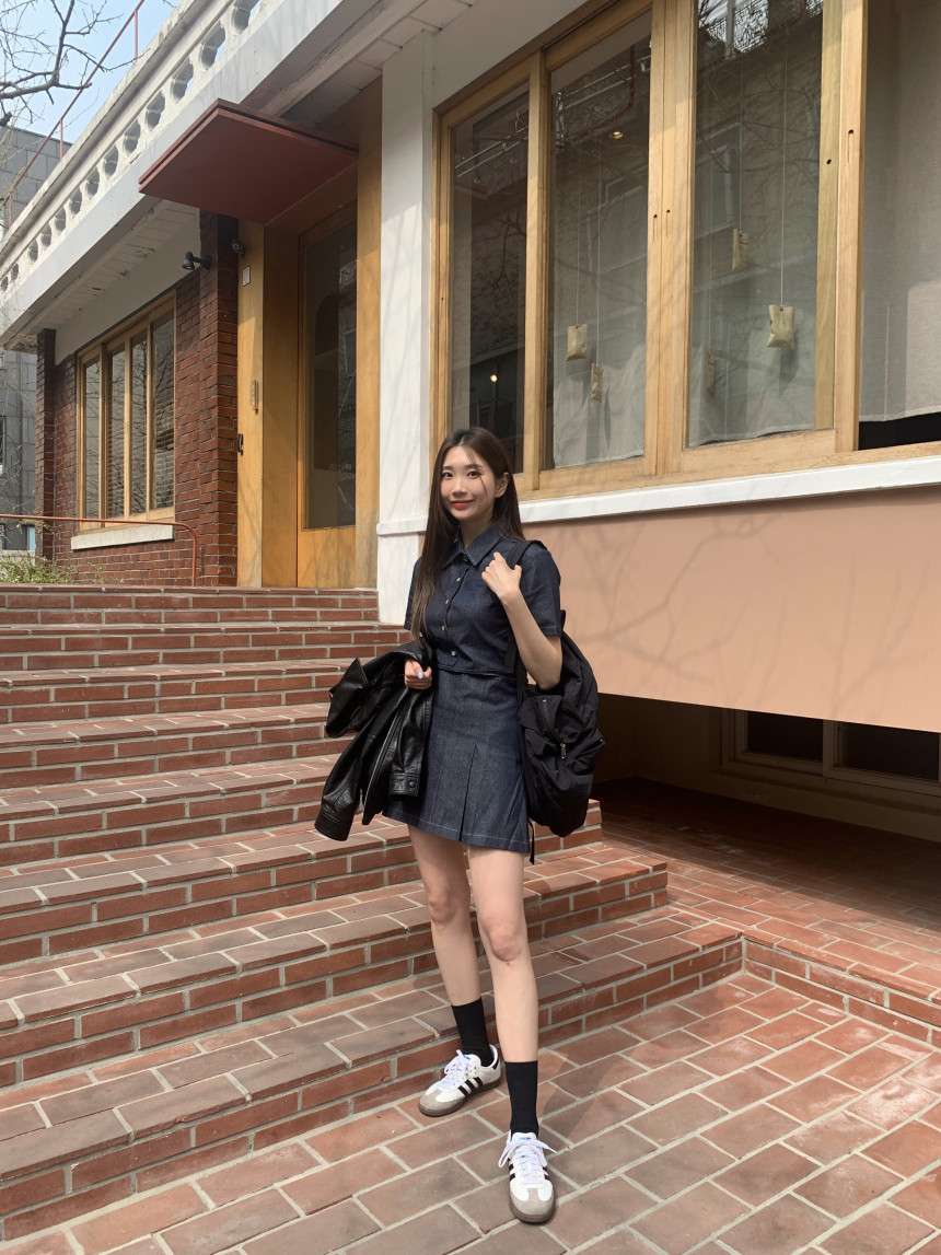 ドッキング 半袖デニムワンピース