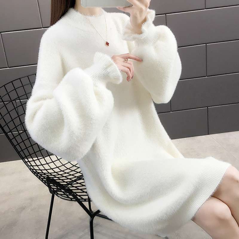 もこもこふわふわ 上質ニットミニワンピース