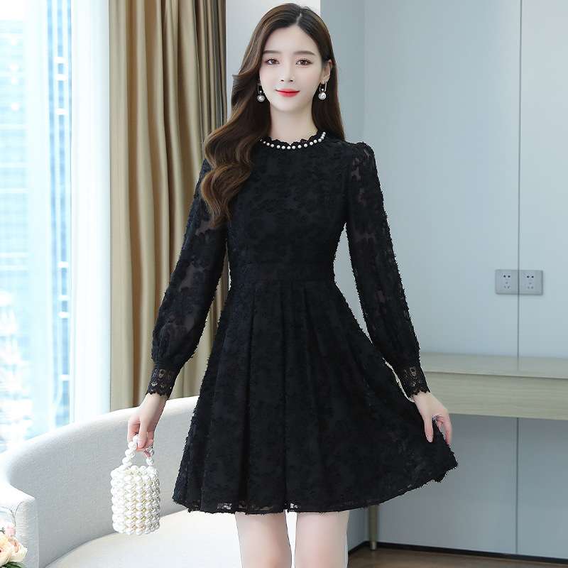 レース フレアプリーツミニワンピース