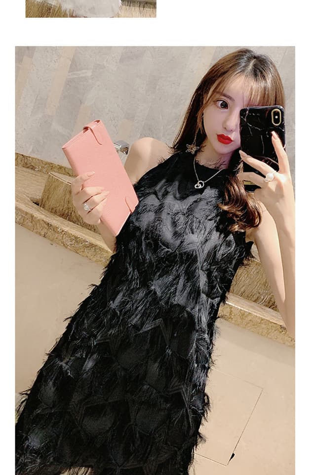 ミニワンピース ふわふわ大人ノースリーブミニワンピース