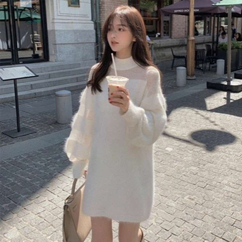 シアーふわもこオーバーサイズニットミニワンピ