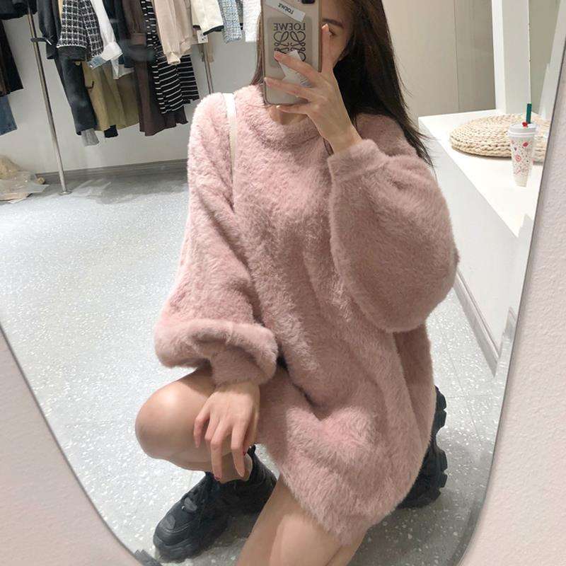 もこもこニットミニワンピース