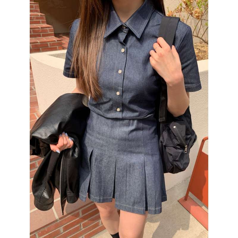 ドッキング 半袖デニムワンピース