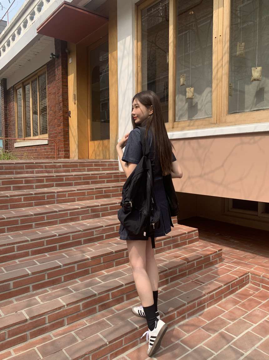 ドッキング 半袖デニムワンピース