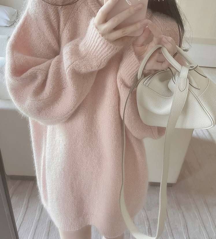 【秋冬】ふわもこニットミニワンピース