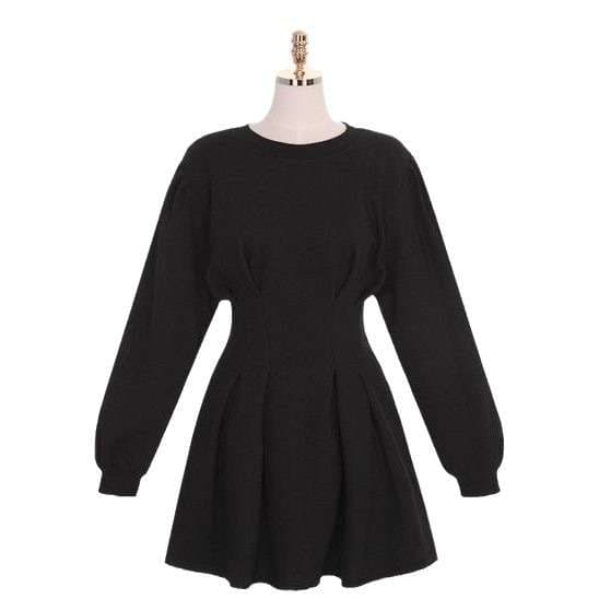 ふんわりバルーン袖 タックフレアミニワンピース