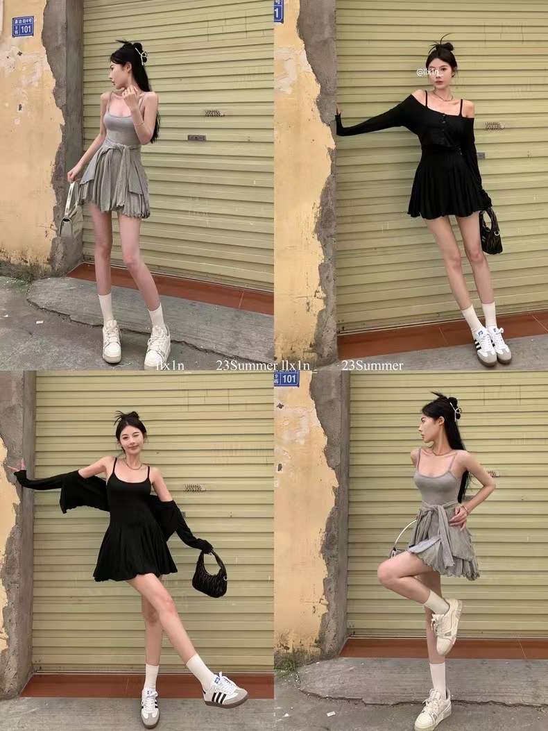 ミニワンピース キャミソールデザインフリルミニワンピ