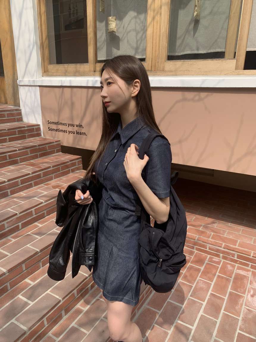 ドッキング 半袖デニムワンピース