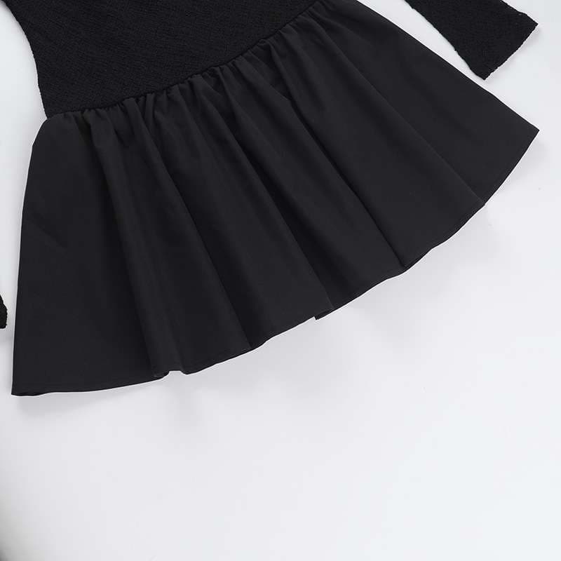 レース袖ミニフレアワンピース