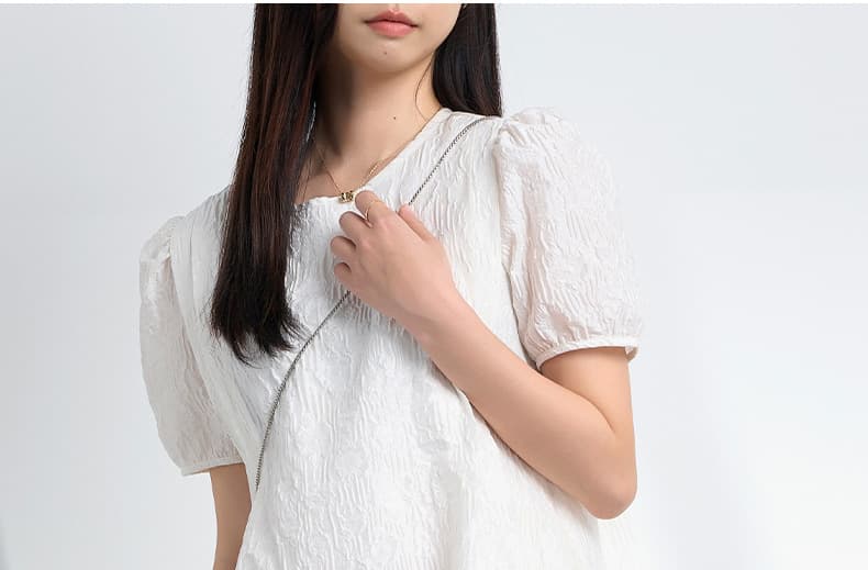 ふんわり袖 シワ加工マタニティミニワンピース