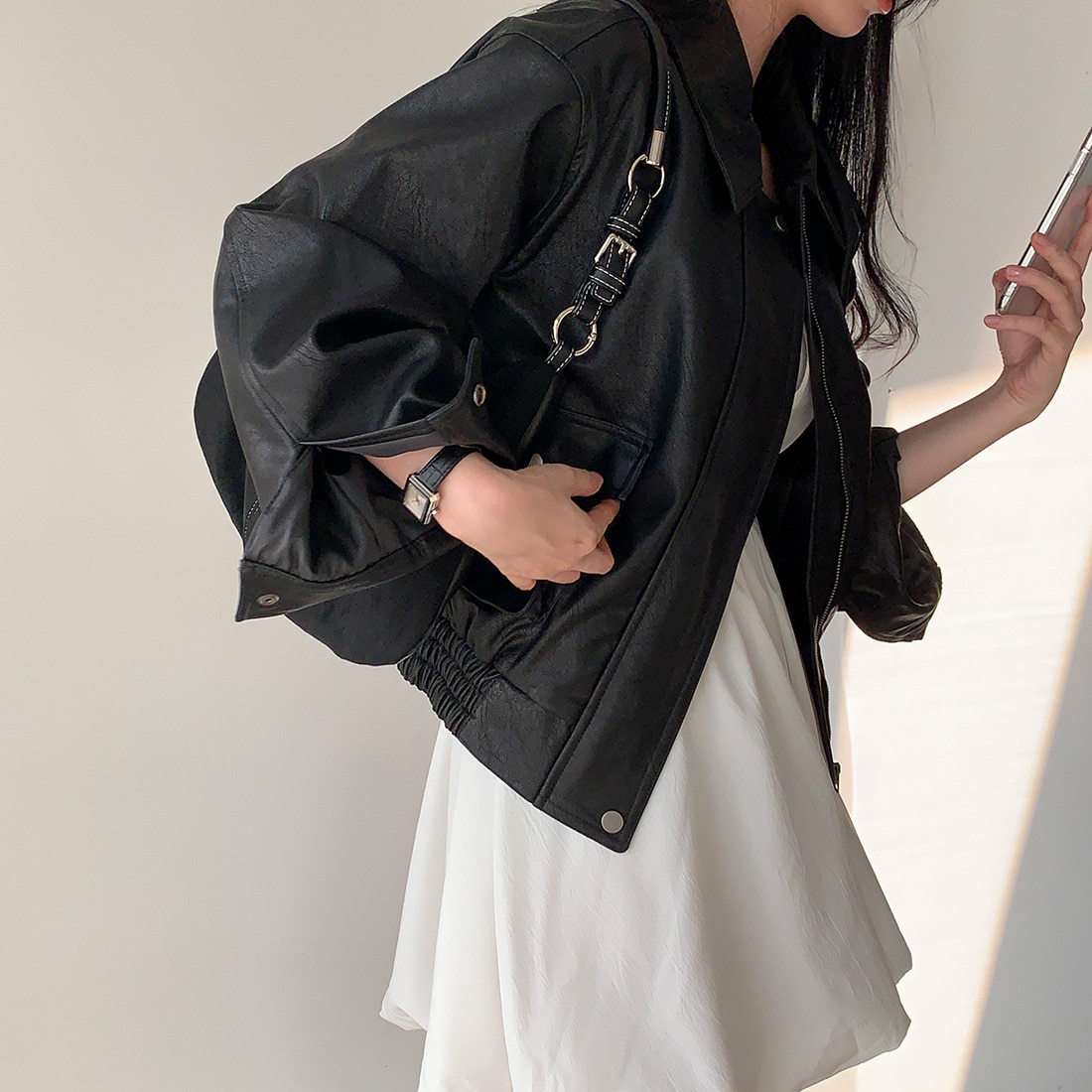 シンプルプリーツキャミミニワンピース