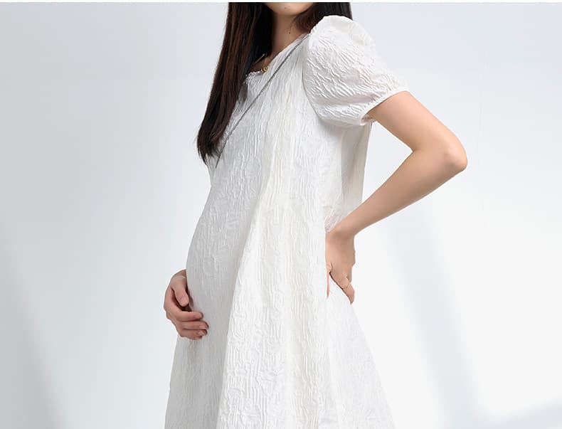 ふんわり袖 シワ加工マタニティミニワンピース