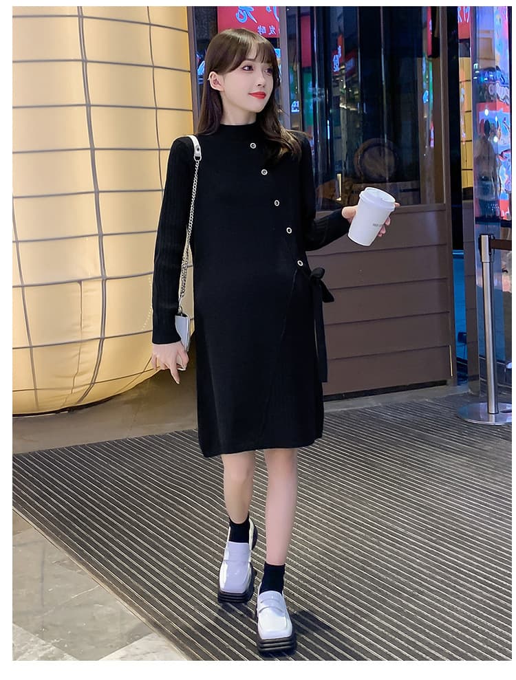 リブニット マタニティミニワンピース