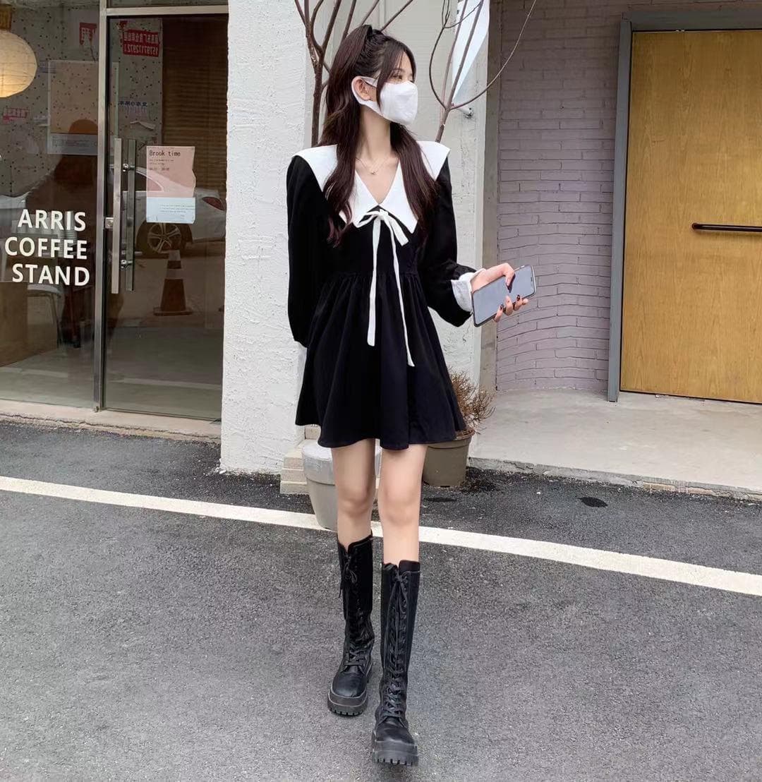 ガーリーリボンフレアミニワンピース