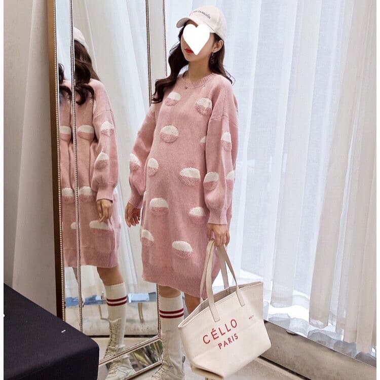 レース マタニティ用 ニットミニワンピース