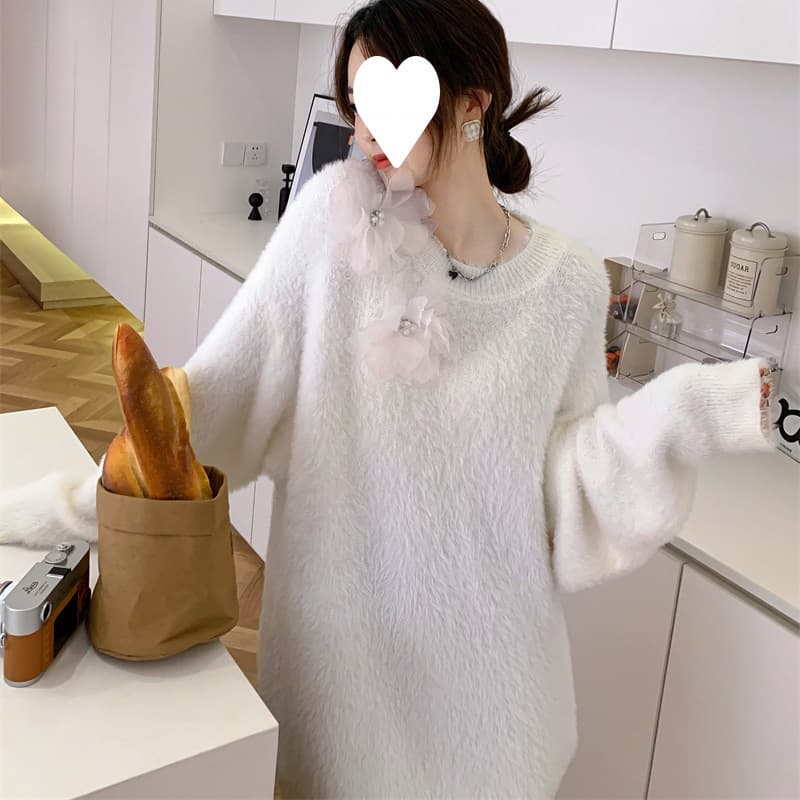 レース マタニティ用 ニットミニワンピース