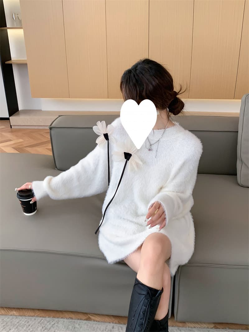 レース マタニティ用 ニットミニワンピース