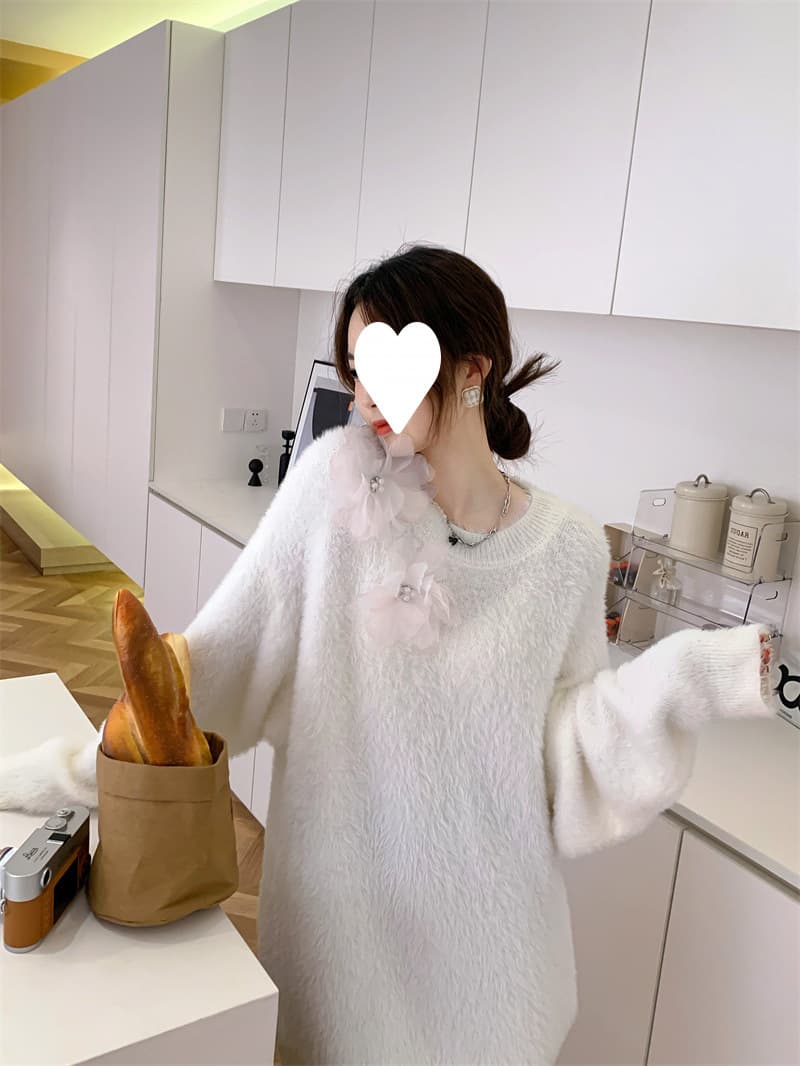 レース マタニティ用 ニットミニワンピース