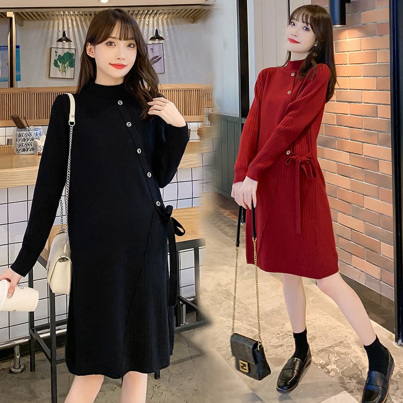 リブニット マタニティミニワンピース