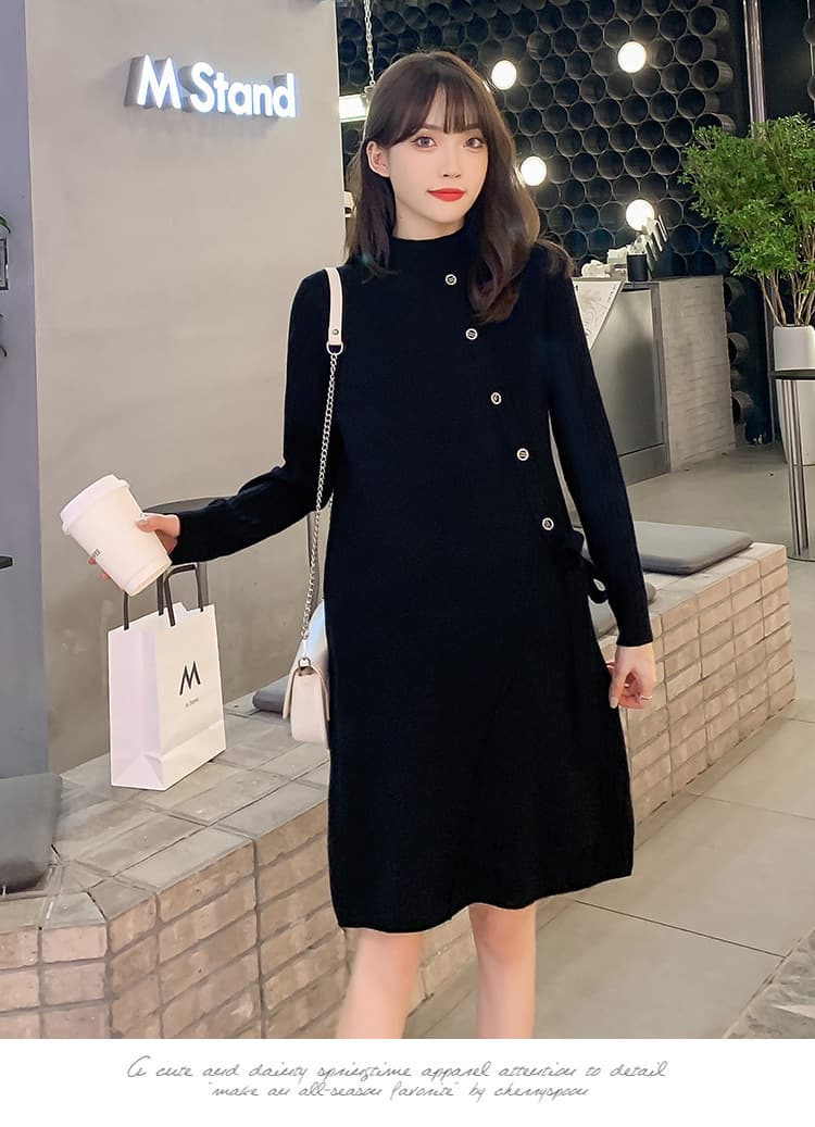 リブニット マタニティミニワンピース