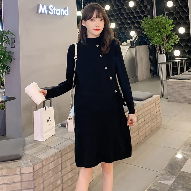 リブニット マタニティミニワンピース