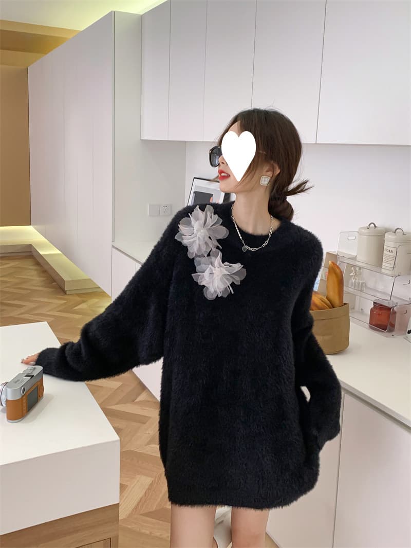 レース マタニティ用 ニットミニワンピース