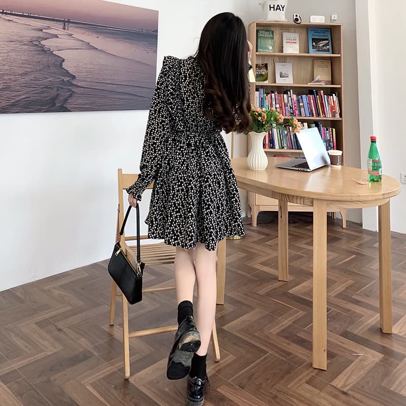 ミニワンピース 水玉模様 シフォンミニワンピース