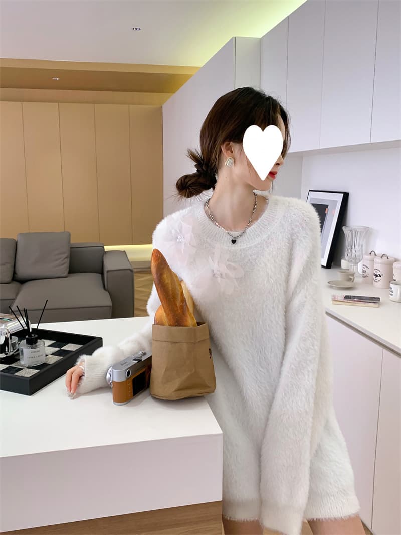 レース マタニティ用 ニットミニワンピース