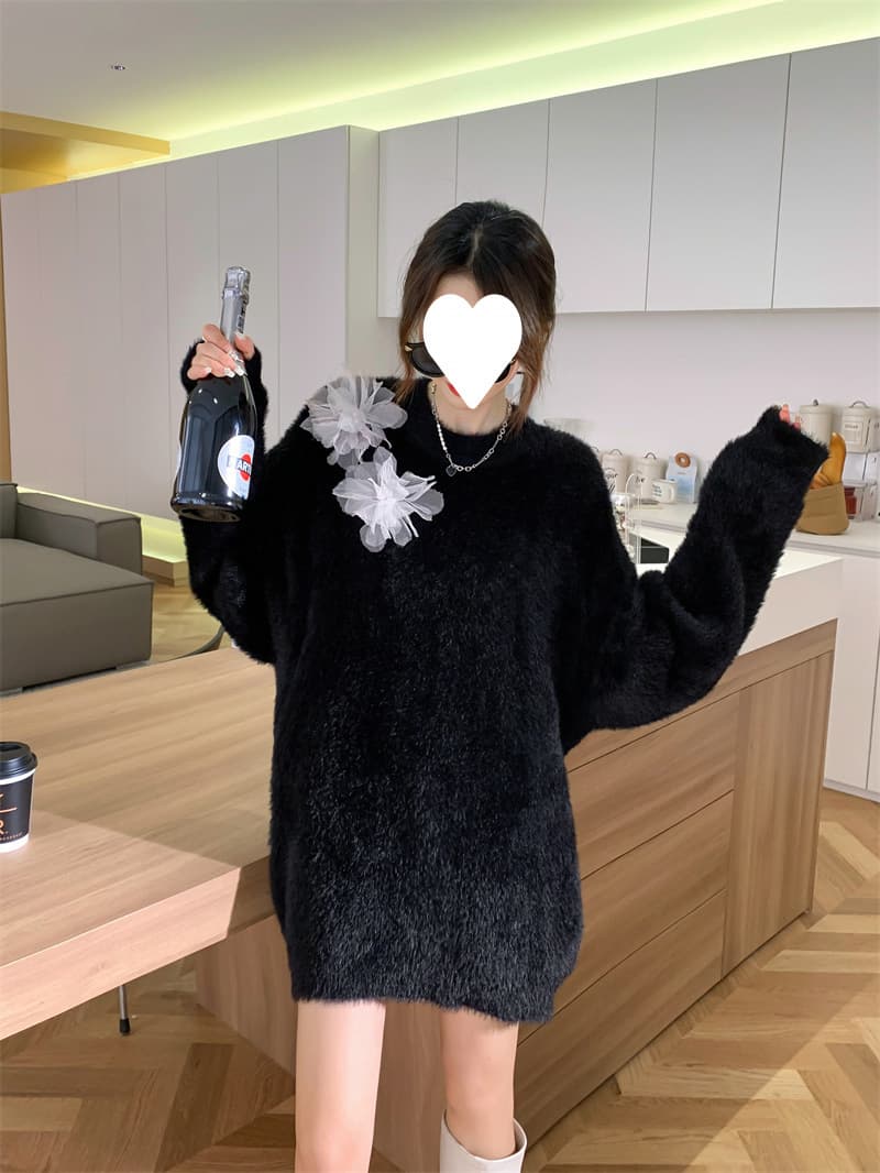 レース マタニティ用 ニットミニワンピース