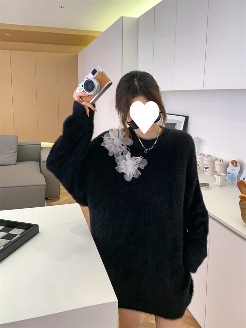 レース マタニティ用 ニットミニワンピース
