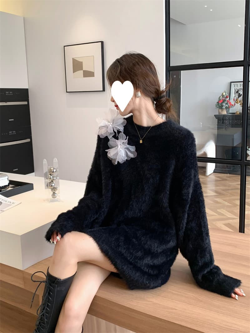 レース マタニティ用 ニットミニワンピース
